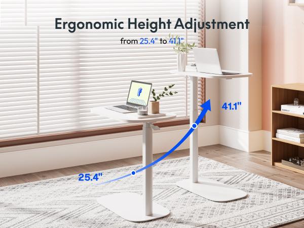 【TikTokShopBlackFriday】FLEXISPOT H8 Pneumatic Standing Desk – Height Adjustable Laptop Desk with Wheels, Small Mobile Sit Stand Table for Home Office, Bedside or Sofa Use