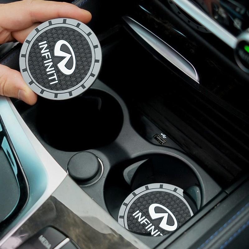 2pcs Car Coaster Water Cup Slot Non-Slip Mat, Compatible with Infiniti Models, Durable Design for Secure Placement, Essential Vehicle Accessory