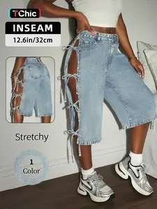 Women's New Fashion Denim Pants, Spring & Summer Bottoms, Breathable Fabric, Trendy Streetwear Aesthetic Casual Fitted Jeans, Button Fly Design, Womenswear