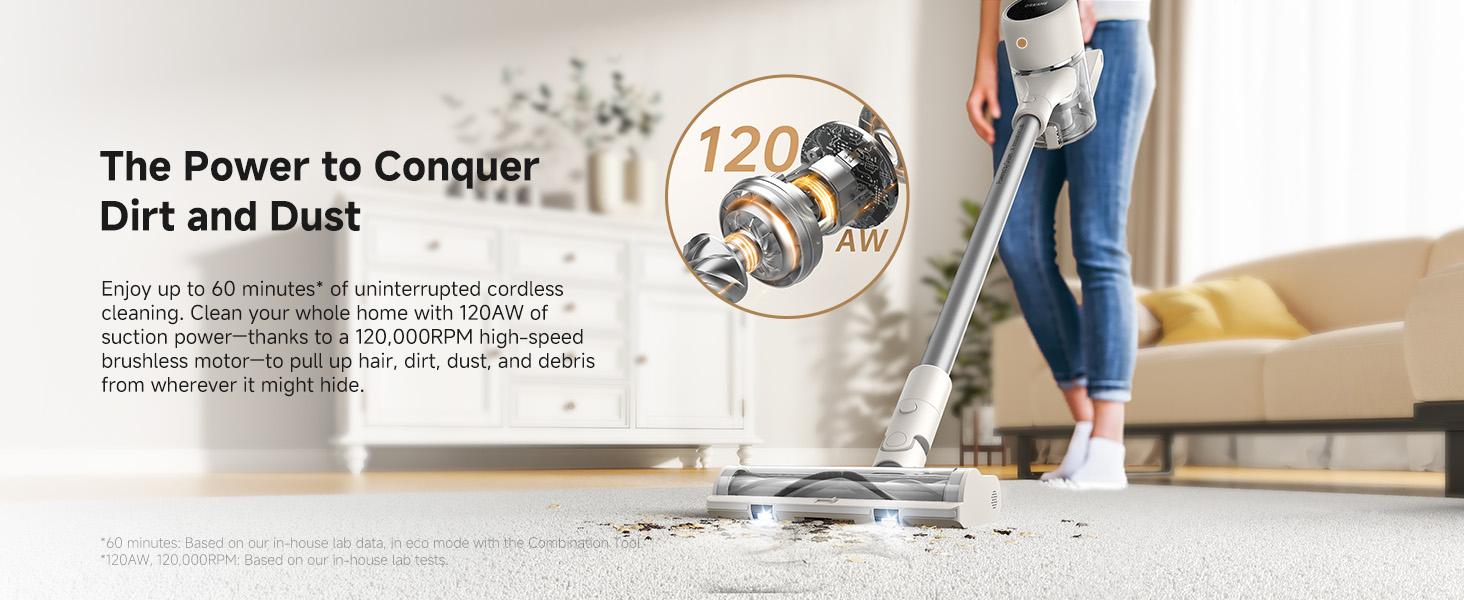 DREAME R10 Pure Cordless Vacuum Cleaner, Stick Vacuum Cleaner for Home, 120AW Powerful Suction, Anti-Tangle, LED Headlights, Up to 60 Mins Runtime, Lightweight for Carpet, Hard Floor, Pet Hair DREAME R10 Pure Cordless Vacuum Cleaner, Stick Vacuum Cleaner for Home, 120AW Powerful Suction, Anti-Tangle, LED Headlights, Up to 60 Mins Runtime, Lightweight for Carpet, Hard Floor, Pet Hair