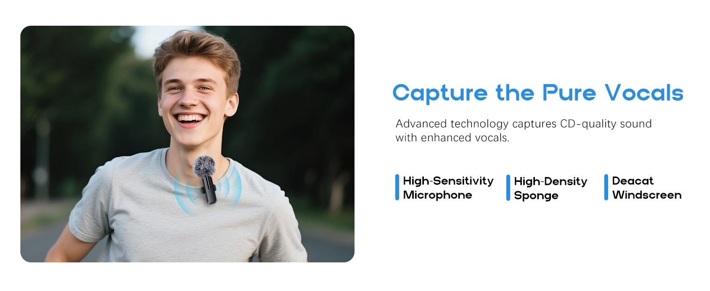 Mini Wireless Microphone for iPhone, Clip-on Lavalier Mic with Charging Case, Noise Reduction Mic for TikTok Video Recording Mini Wireless Microphone for iPhone, Clip-on Lavalier Mic with Charging Case, Noise Reduction Mic for TikTok Video Recording