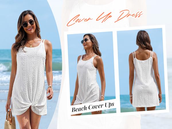 Aqua Eve Women Swimsuit Cover Up - Beach Coverup Dress Crochet Bathing Suit Coverups Sleeveless Twist Swimwear