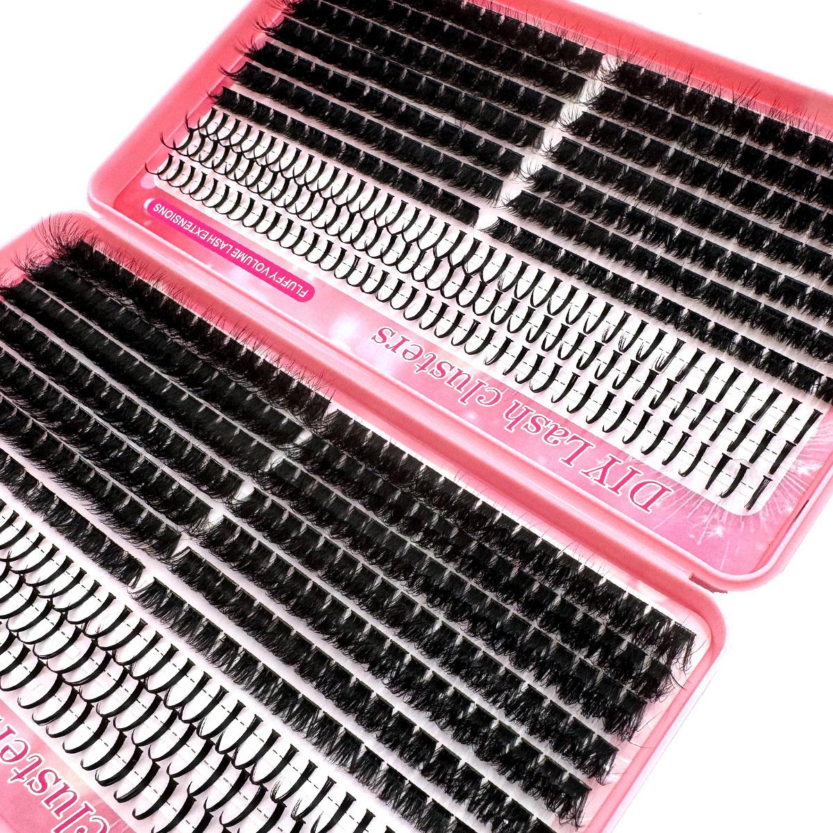 200D/150D/120D/100D/80D/60D/50DUniversal Eyelash Bundles 5-In-1 Set, Long 8-16mm Lashes for DIY Extensions, Perfect for Daily Makeup & Cosplay Events，suitable for daily life&weddings&dates&parties&music festivals&Halloween use, Lashes Clusters Kit