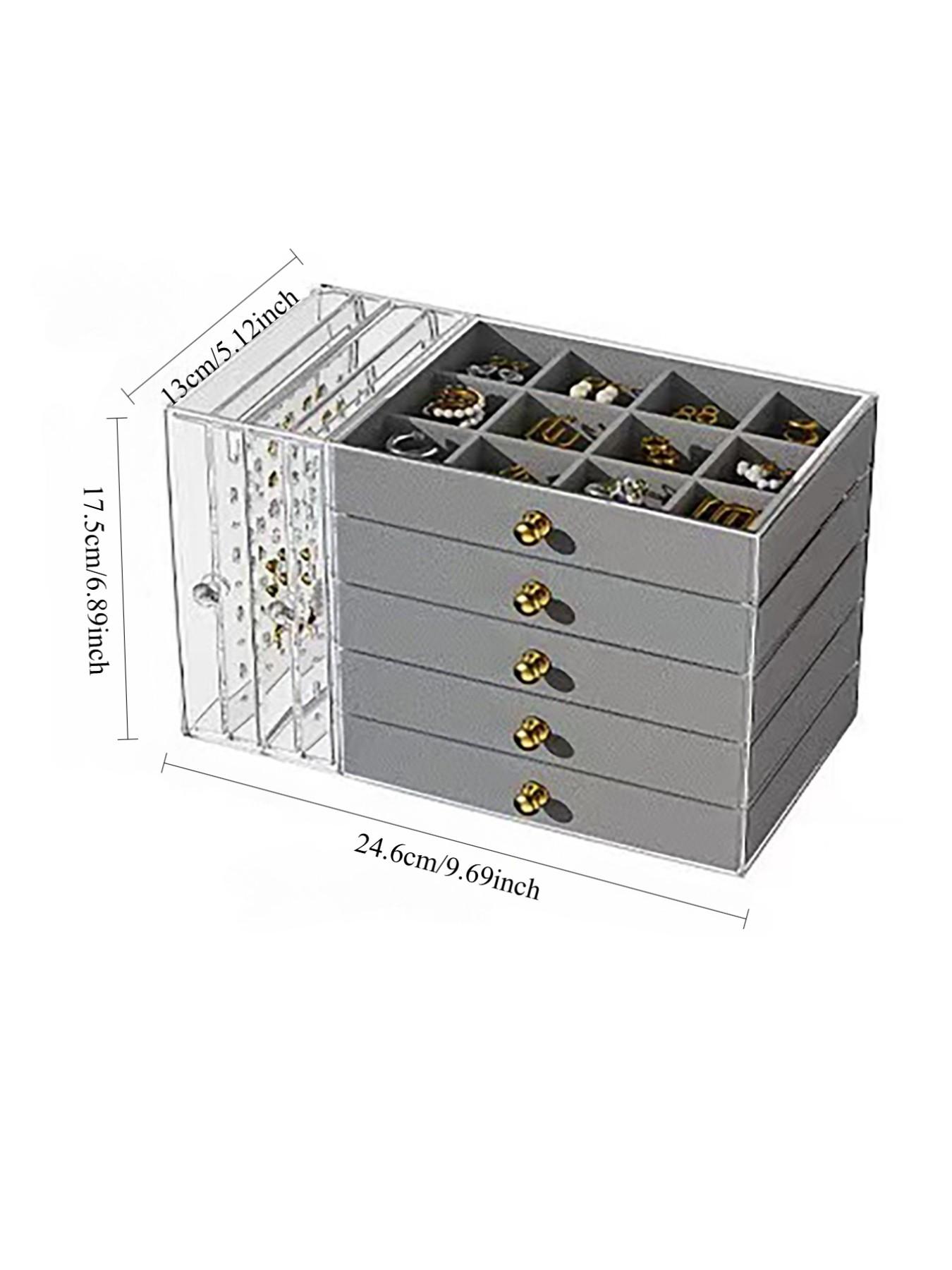 Acrylic Jewelry Storage Box, Large Capacity Transparent Organizer, Earrings Rings Necklaces Display Rack, 1pc Jewelry Holder