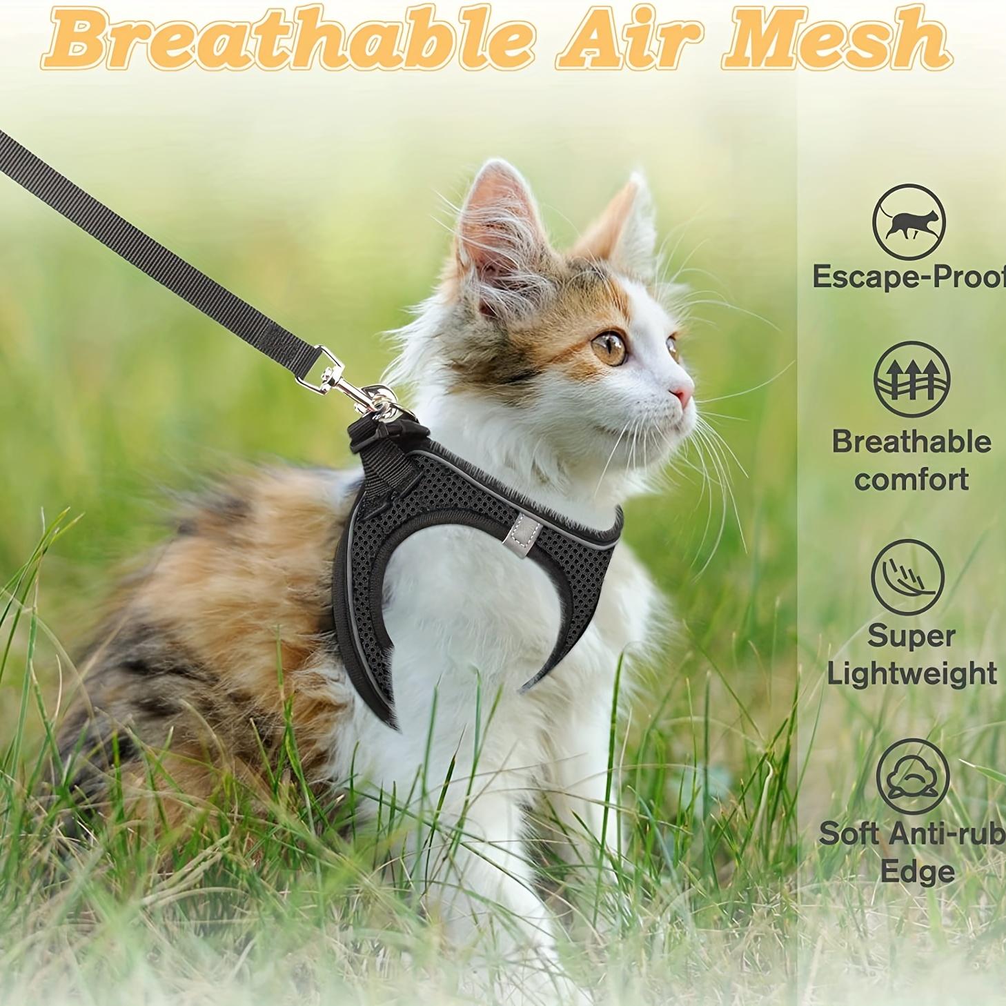 Escape Proof Cat Harness with Reflective Leash, Adjustable Pet Vest for Cats & Small Dogs, Comfortable Walking Harness for Outdoor Use