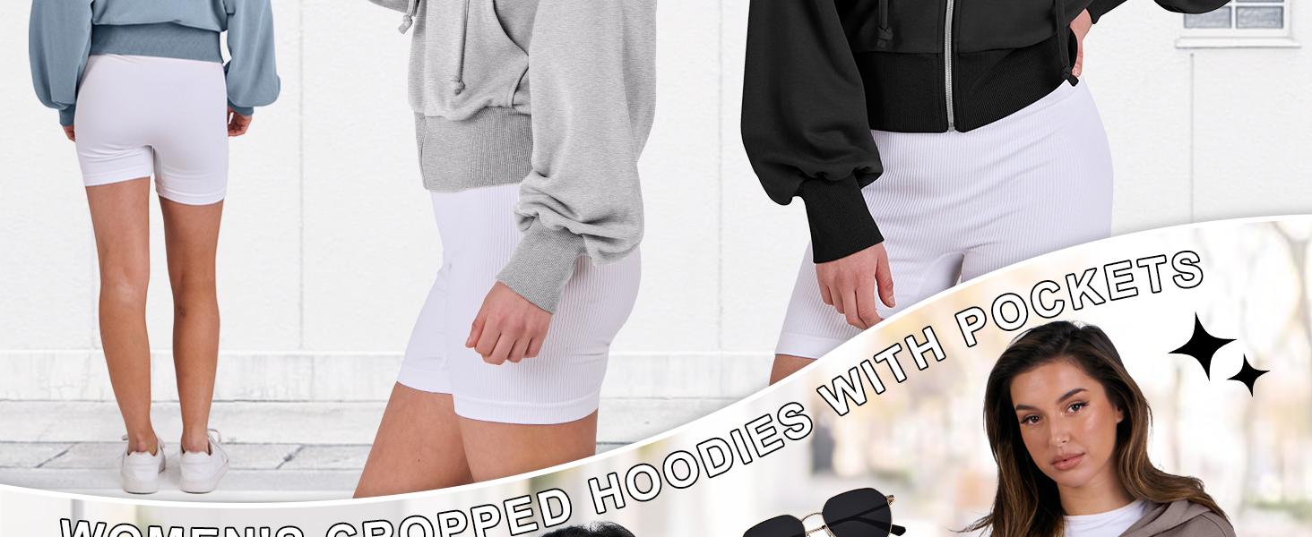 ANRABESS Hoodies for Women Zip Up Cropped Sweatshirts Casual Full Zip Jackets 2025 Fall Fashion Y2k Clothes With Pockets