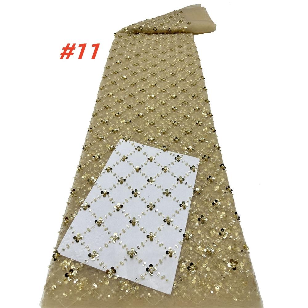 Luxury African Lace Fabric, High-Quality French Mesh Embroidery Beaded, Elegant Lace Trim, Perfect for Wedding Evening Events, Elegant Design