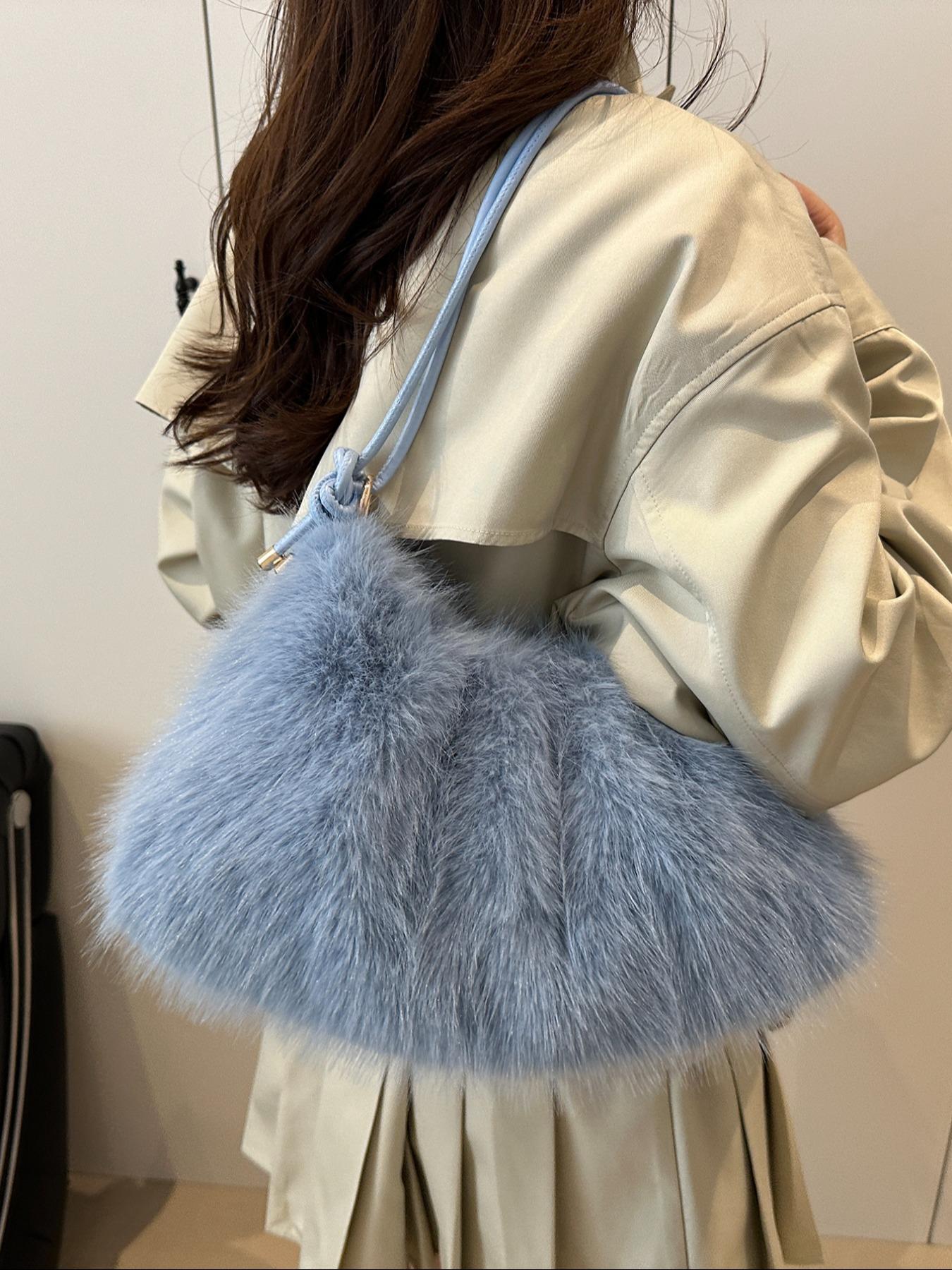 Women's Lightweight Plush Bag, Soft Handbag for University & Office Use, Perfect for Autumn Winter Seasons, Casual Daily Carryall, Elegant Shoulder Bag