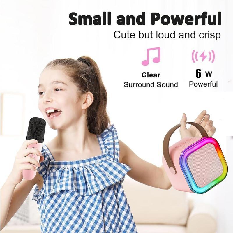 Portable Karaoke Speaker Set with Wireless Microphone, RGB Light Effects, Home Ktv Machine, Compatible with Android/iOS Systems