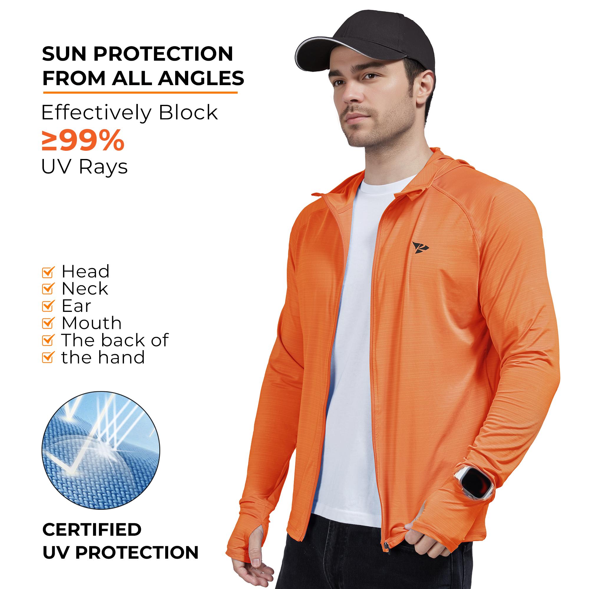 【RODEEL】930 Full Zip Sun Hoodie Shirts w/ Thumbhole Men UPF 50+ UV Protection Long Sleeve Lightweight Quick Dry Moisture Wicking Breathable Cooling Athletic Activewear for Outdoor Sports Hiking Camping Fishing Construction, Holiday Gift
