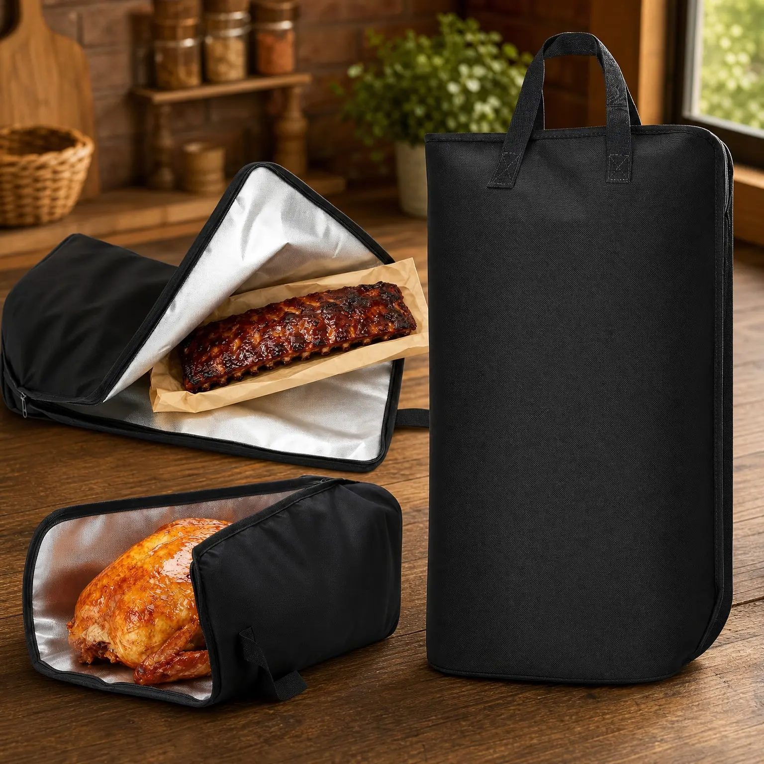 21-Inch Insulated BBQ Meat Resting Blanket for Brisket & Turkey – 5-Layer Smoker Accessory with Wide Mouth, Reinforced Leak-Resistant Base, Foldable, Gift for MenGift