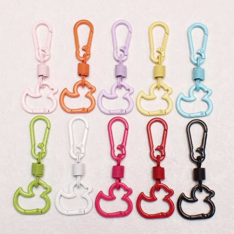 Cute Multi-Color Mini Duck Keychains with Anti-Theft Clasp, Cartoon Duck Pendant Key Ring for Bag & Key Decoration