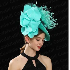 Big Flower Wedding Fascinator Hat Women Formal Party Tea Headpiece Ladies Cocktail Church Chapeau Cap Headband Woman Millinery