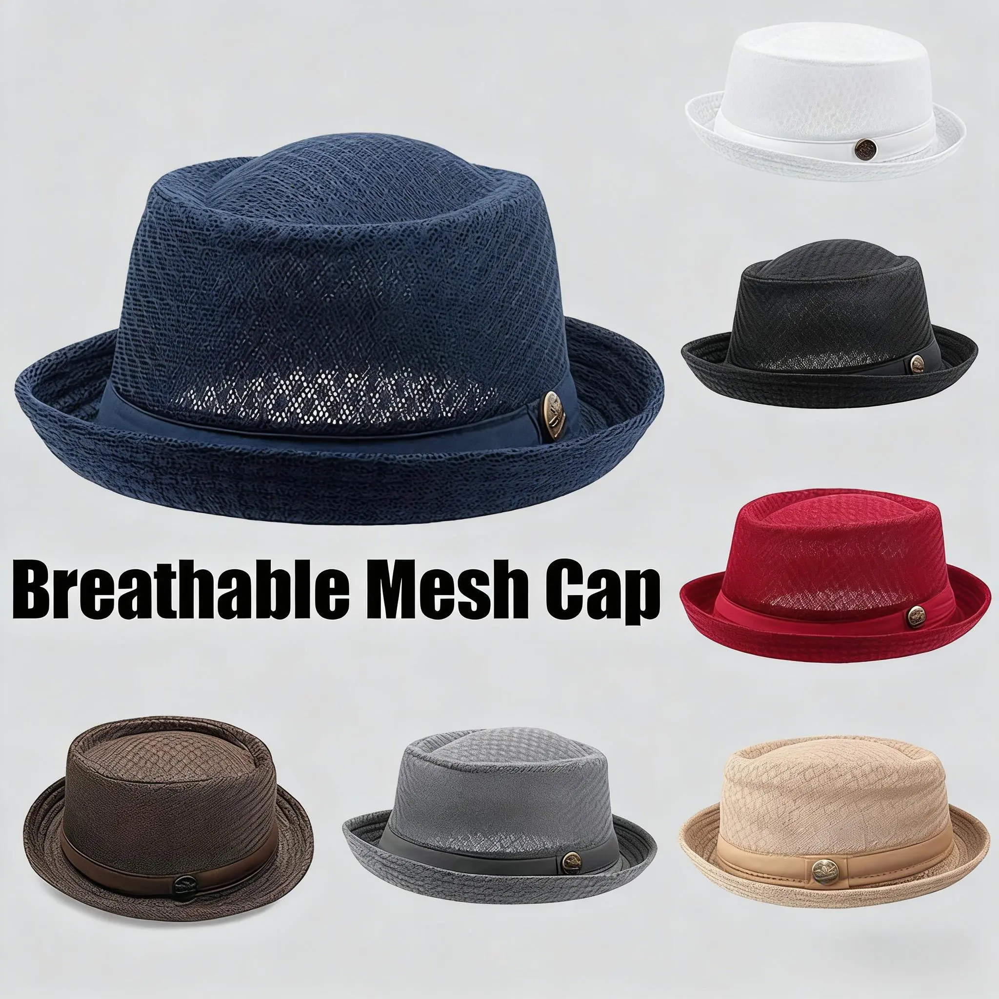 Summer Mesh Sun Hat - Unisex, Stylish, and Breathable Outdoor Headwear |   British-Style Jazz Hat, Trendy Beach Hat, and Sun-Protection Fedora for Women