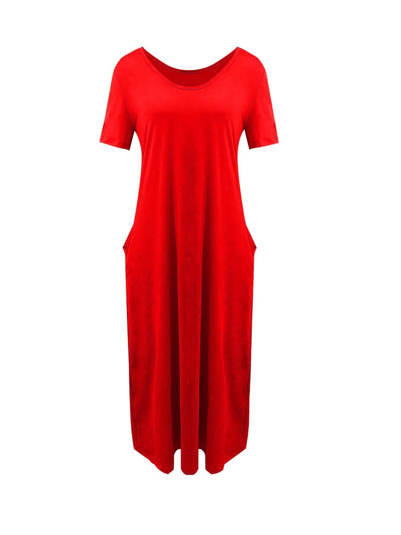 Women's Casual Simple Basic Loose Pocket Long Sleeve Dress, Comfortable and Stylish Design, Perfect for Daily Wear and Relaxing Moments, Casual Dresses
