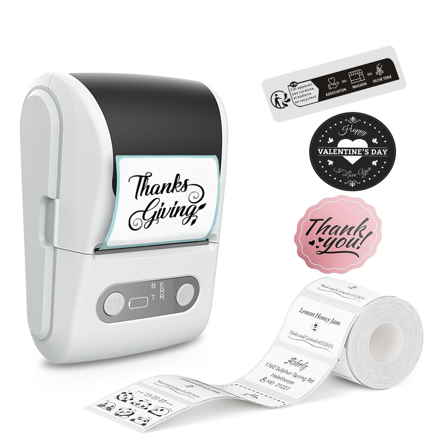 HZTZ Portable Wireless Thermal Label Printer, Mini Barcode & Sticker Making Machine, Suitable for Office Retail Jewelry Labels, Compatible with Smartphones