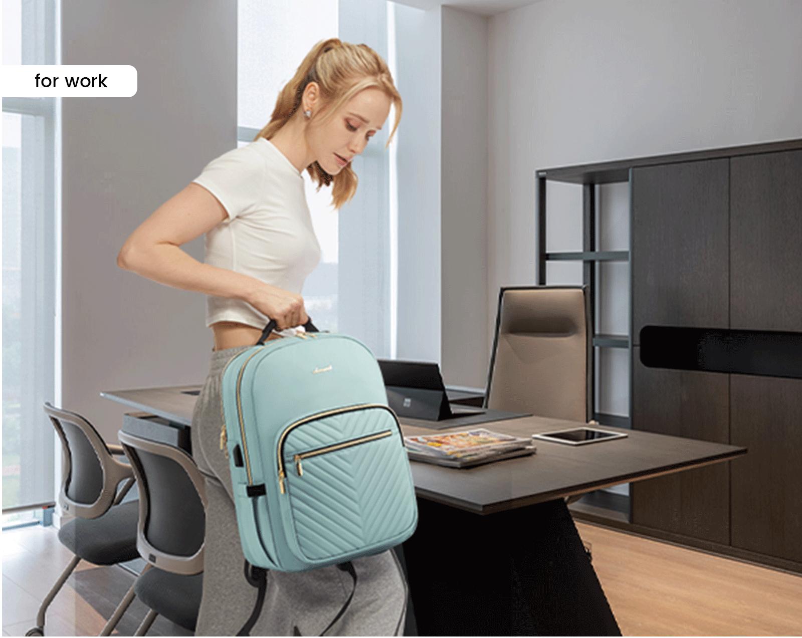 LOVEVOOK Laptop Backpack with USB Port,Quilted Casual Work Bags for Women with Laptop Compartment, Daypack College Business Teacher Computer Bag Travel Bags Laptop bag Carry on Backpack