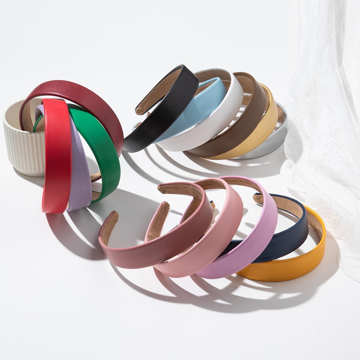 Korean Chic PU Leather Hair Hoops for Women, Solid Vintage Hair Bands with a Smooth Surface for Elegant Daily Styling, Headbands For Women, 3Cm, Round Band, Smooth Finish, 3Cm Wide, Chic Hoop, Casual, Dating