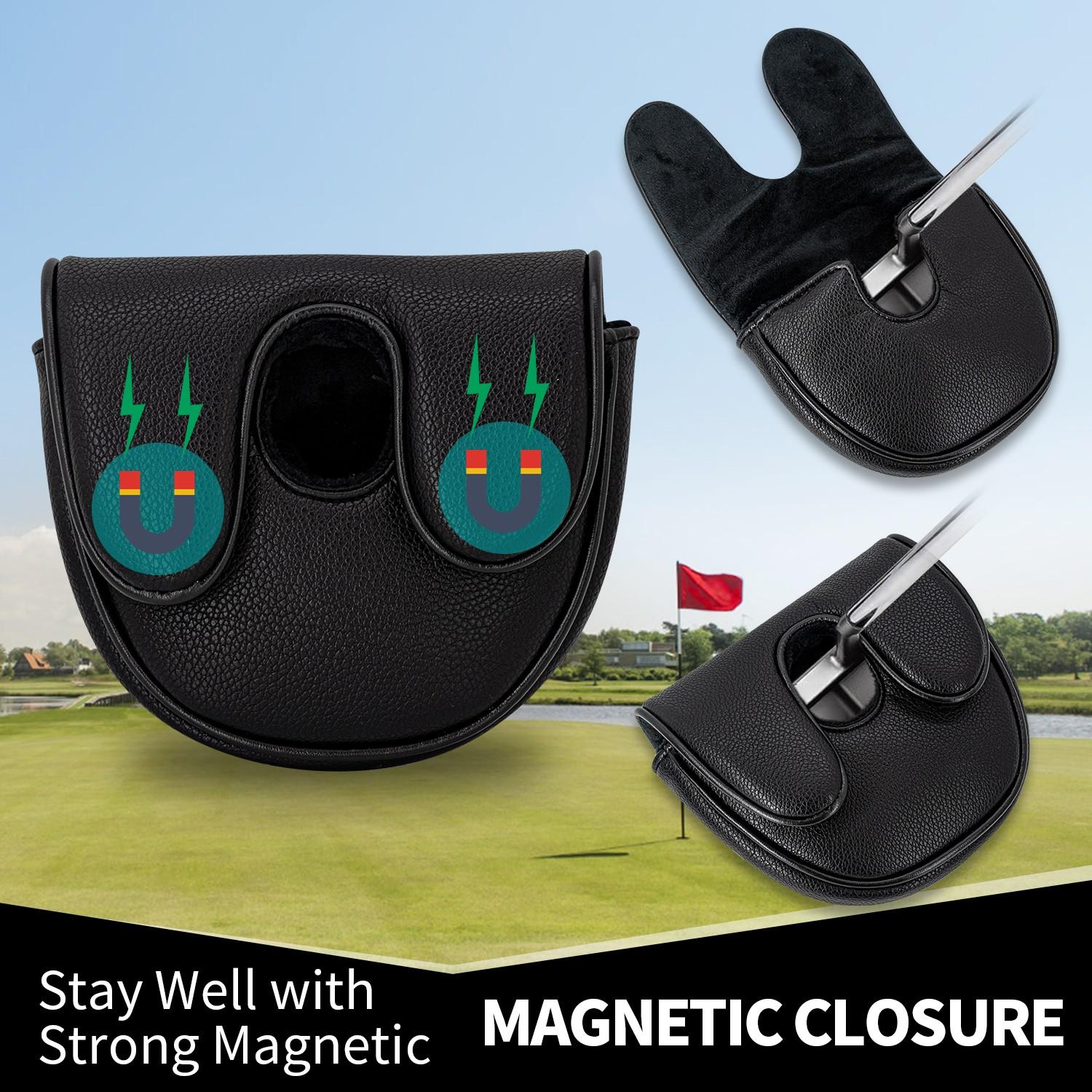 Comedy Skull Golf Putter Head Cover, Half-Moon Mallet Protector, Durable Soft Lining, Unique Spade Eye Design, Ideal Gift for Golf Fans