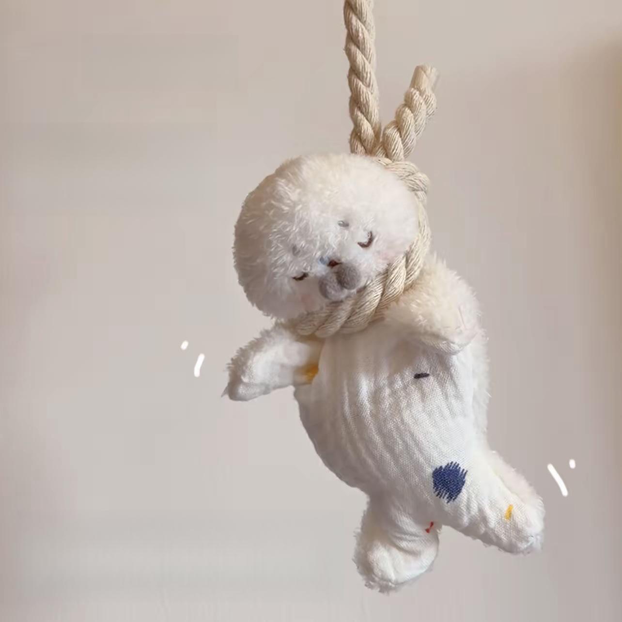 Creative hanging rope bean bag seal plush toy, soothing and stress-relieving healing doll with fragrance, DIY material kit