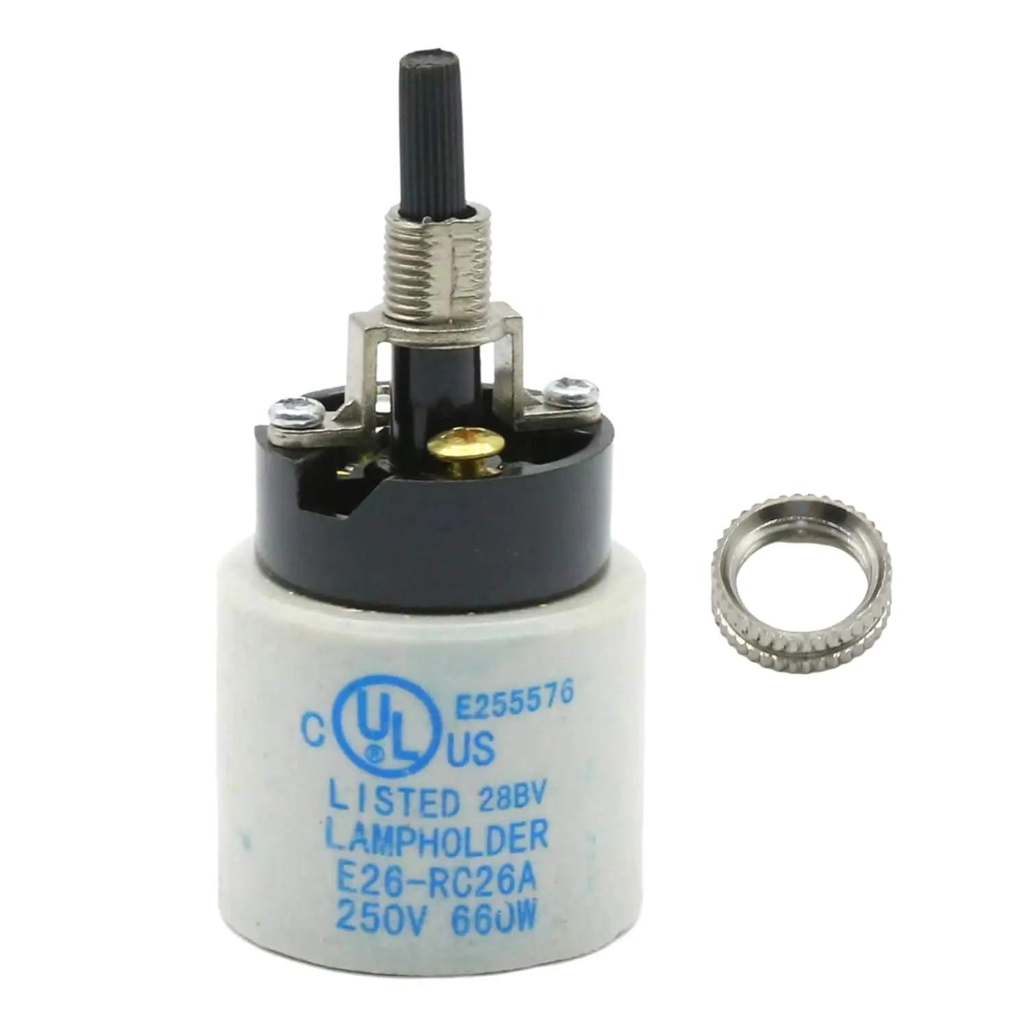 Porcelain Rotary E26/E27 Mechanical Lamp Socket Holder, 660W 250V UL Listed Plug-and-Play Accessory for Zing Ear ZE-307P