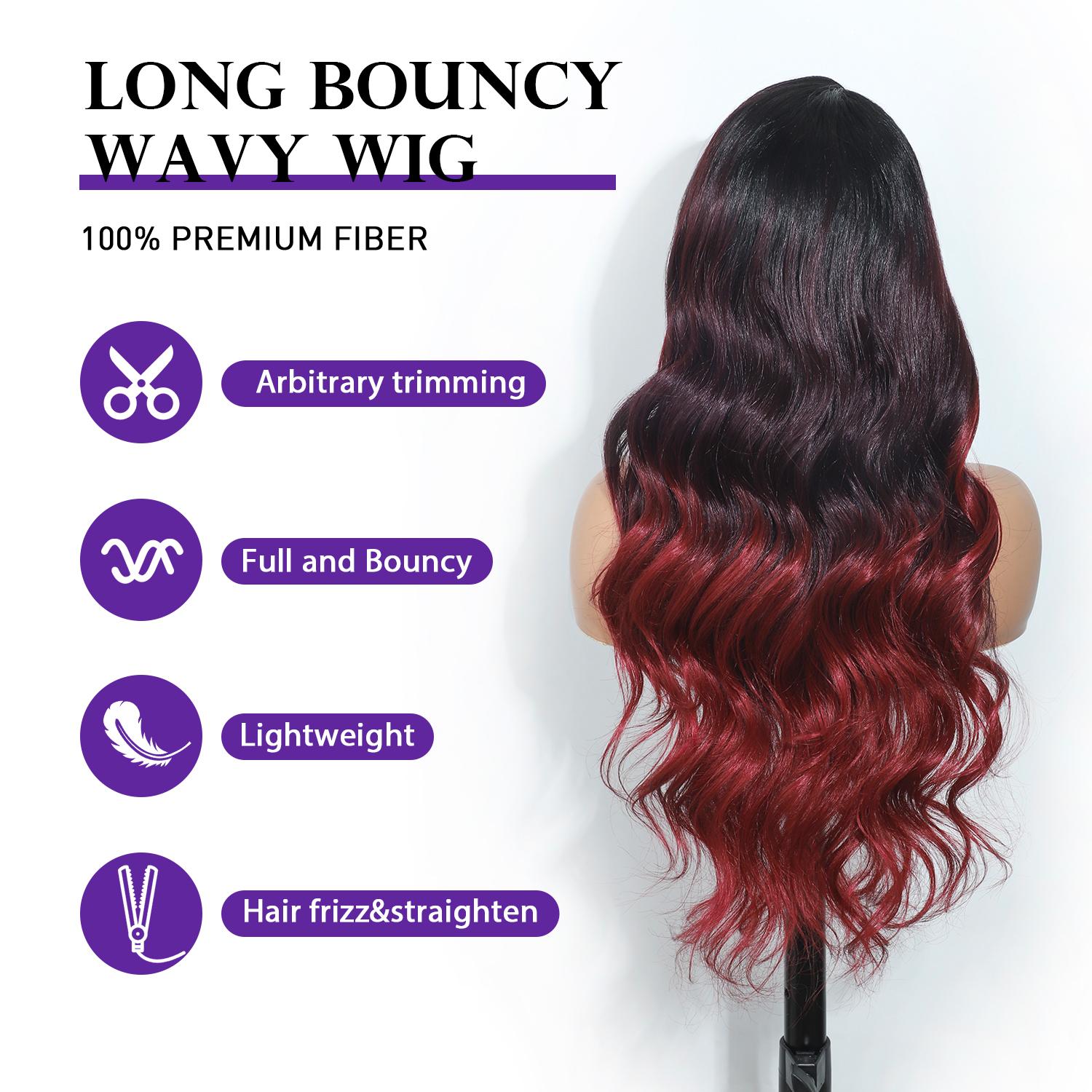 [Style Icon] 26Inch Wavy  Free Part 13*4 Lace Wig Natural lustre heat-resistant Synthetic Wig For Women