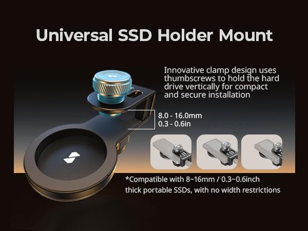 SMALLRIG SSD Holder 2-in-1 SSD Mount Bracket for MagSafe with Cold Shoe Cable Clamp, Compatible with 0.3-0.6in Thick SSDs for Samsung T5 T7 SSD, for SanDisk SSD, Compatible Cage - 4779