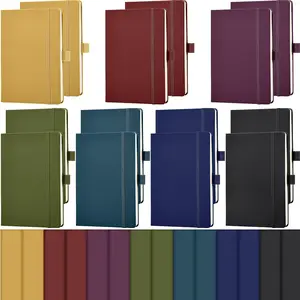 14 Pack Hardcover Journal Notebooks Bulk Journaling Notebook Wide Ruled PU Leather Ruled Lined Journals with Pen Holder for School Business Work Writing (Retro Color,A5)