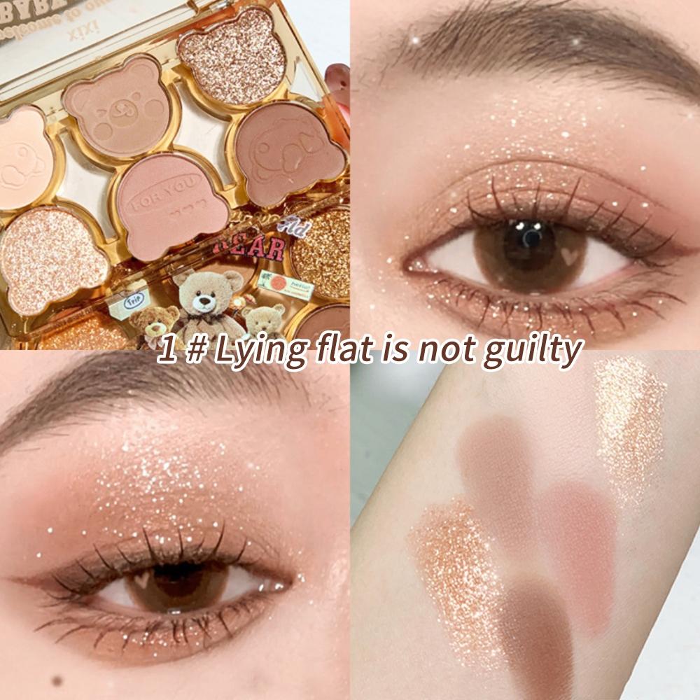 Bear Design 6 Color Eyeshadow Palette, 1 Count Matte & Glitter Eye Shadows Palette, Long Lasting Shimmering Eye Shadow Makeup Powder, Colorful Eye Makeup Products, Shimmer Sparkle Palette