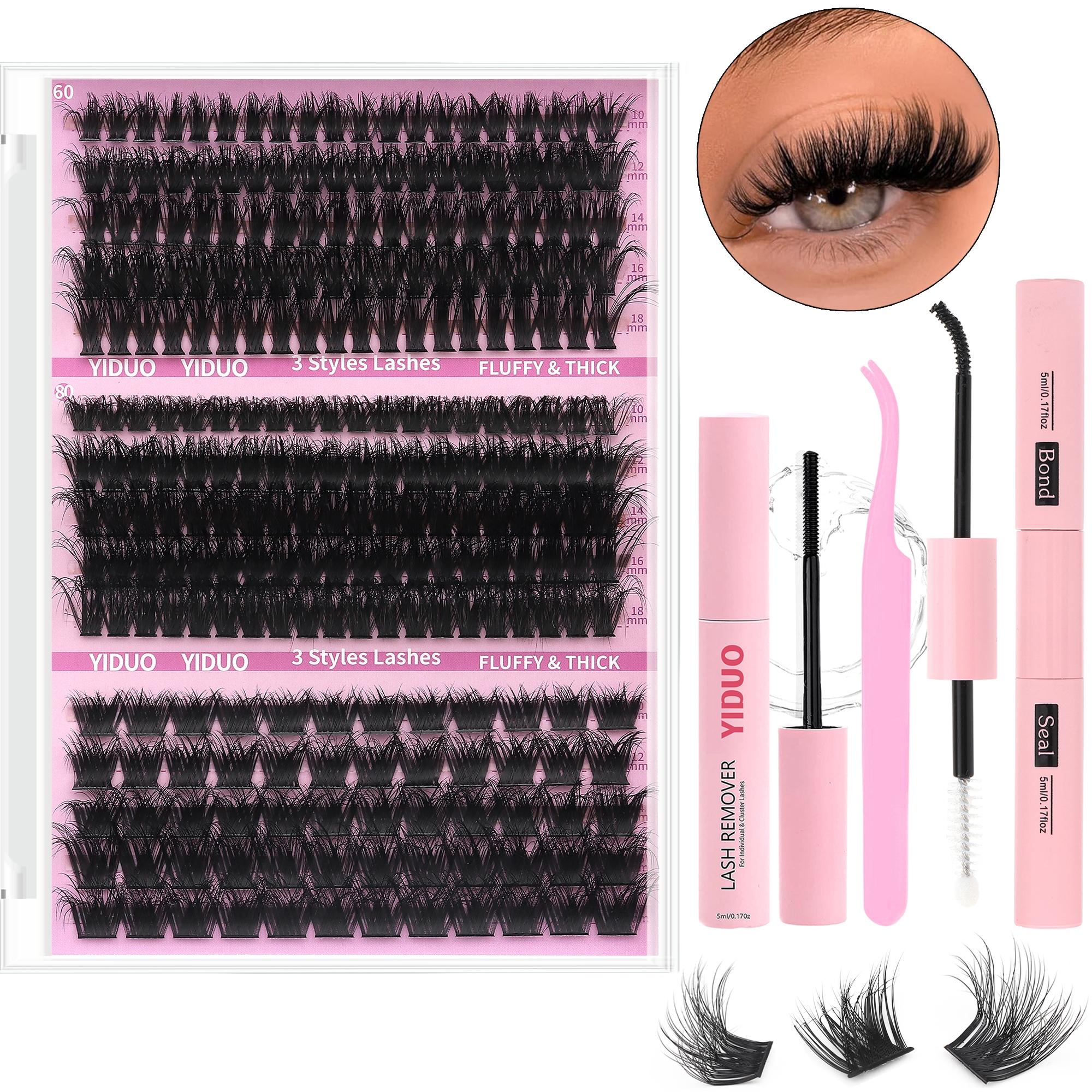 Volume Eyelashes Extension Set, 60D|70D|80D|90D & Thick Volume Lashes Clusters, Individual Lash Extensions Kit, 10-18mm D Curl Lash Extensions Kit with Lash Bond and Seal, Lash Remover, Lash Tweezers, DIY Lash Clusters at Home, Eyelash Bond Glue