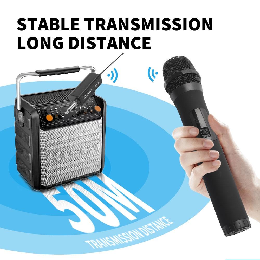 LMBGM W-2 Professional Wireless Microphone System USB Rechargeable Includes 1 Handhed Conference Settingsld Microphone and 1 Beltpack Transmitter (with 1 Headset Microphone) Ideal for Home Karaoke, Portable Outdoor Singing Performances, Stage Shows