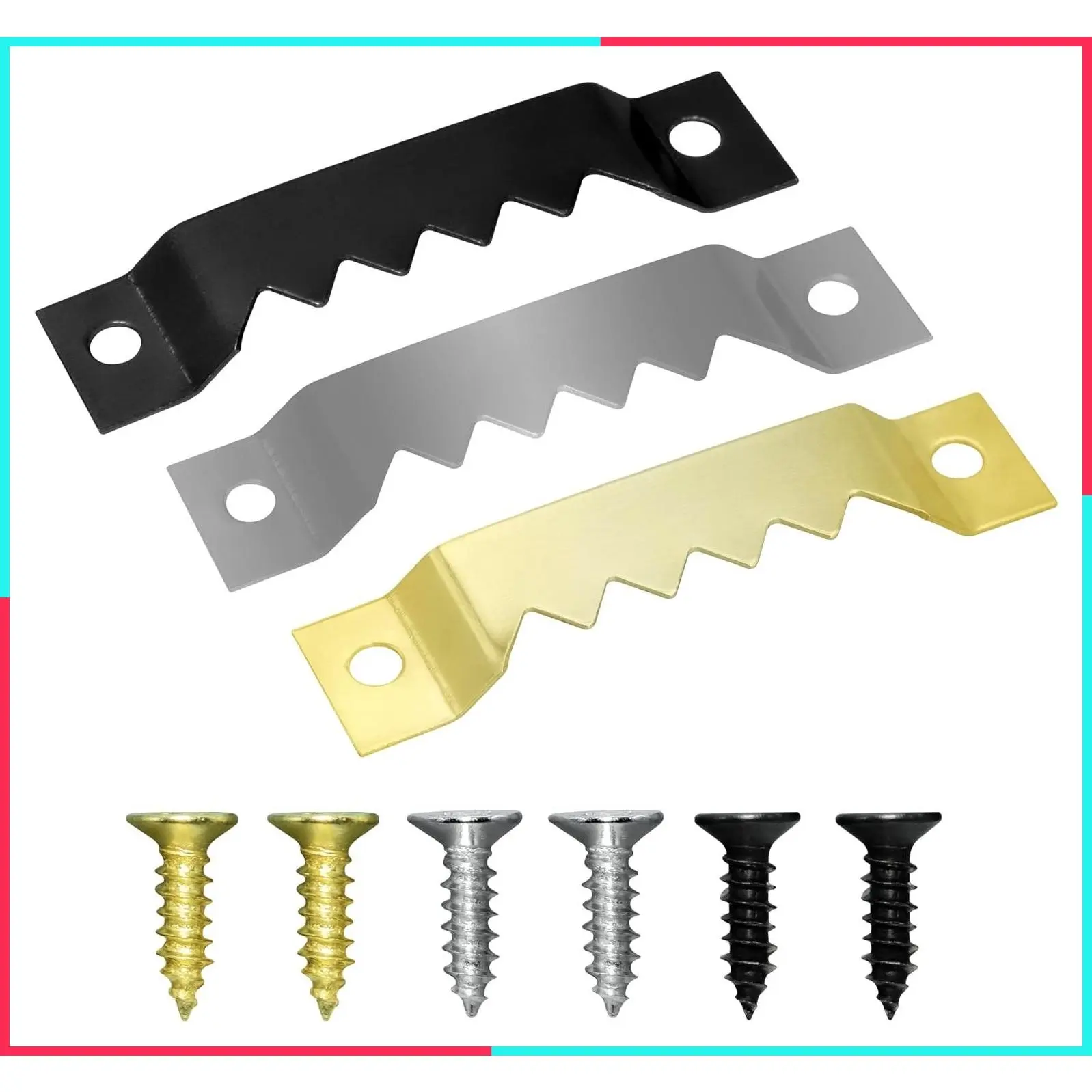 Large Sawtooth Picture Frame Hangers with Screws - 30 Pack, Supports 50 lbs, Hanging Hooks for Photo Frames Canvas Artwork Paintings
