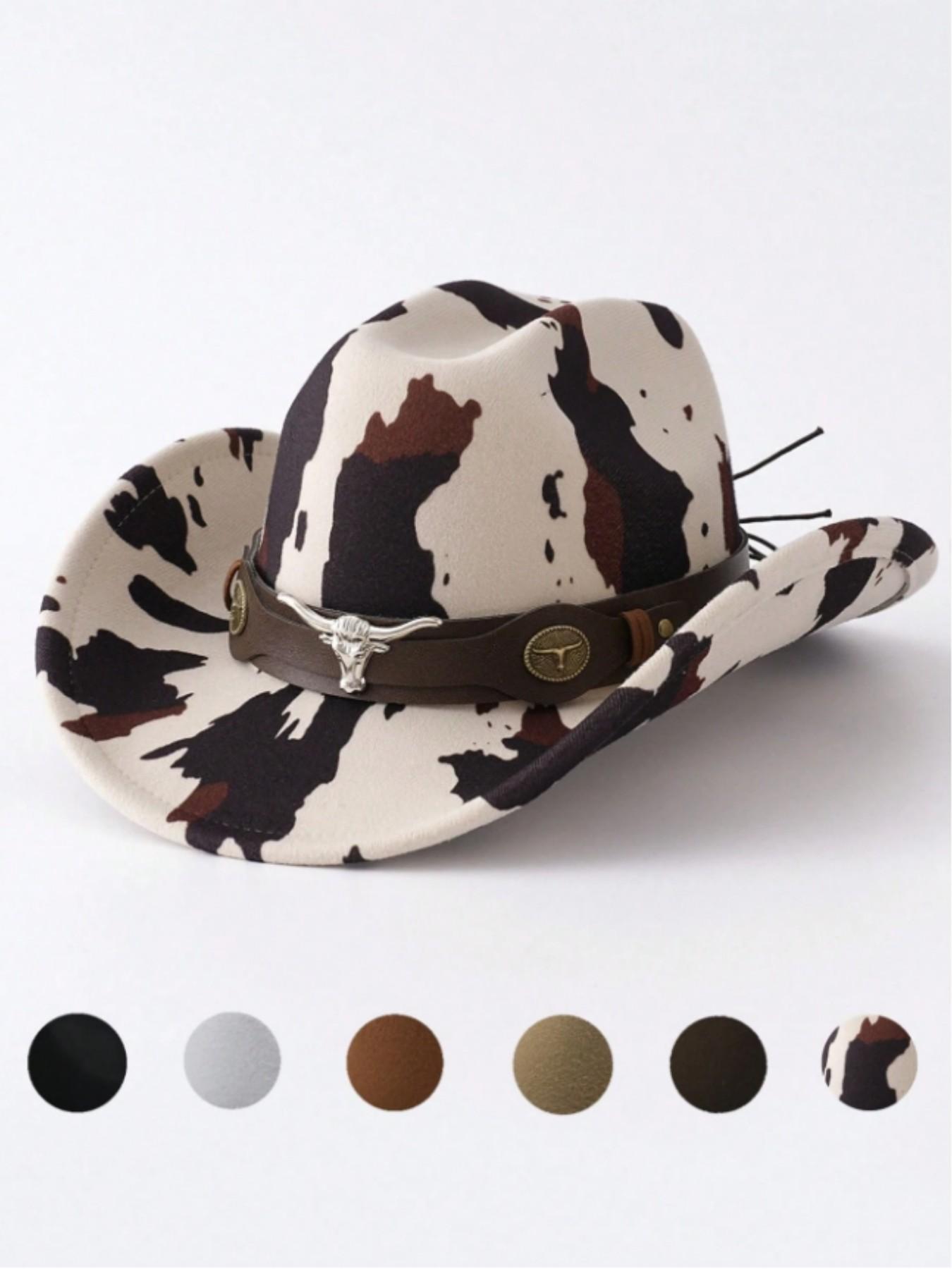 Vintage American Cowhide Faux Leather Cowboy Hat, Western  display picture 2