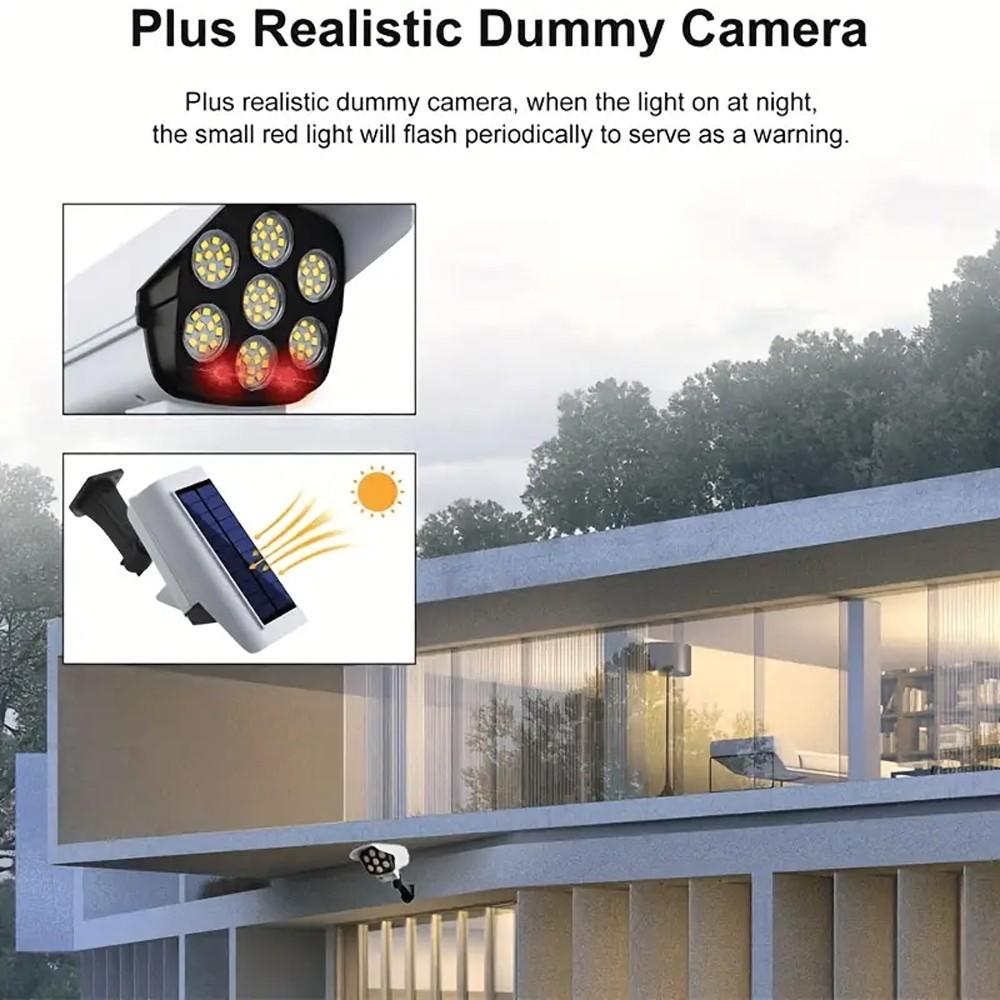 Solar Light Remote Control 77LEDs with 3-Mode Simulation Camera Outdoor Lighting Solution Solar Security Lights Durable and Efficient Design Perfect for Camping and Gardening