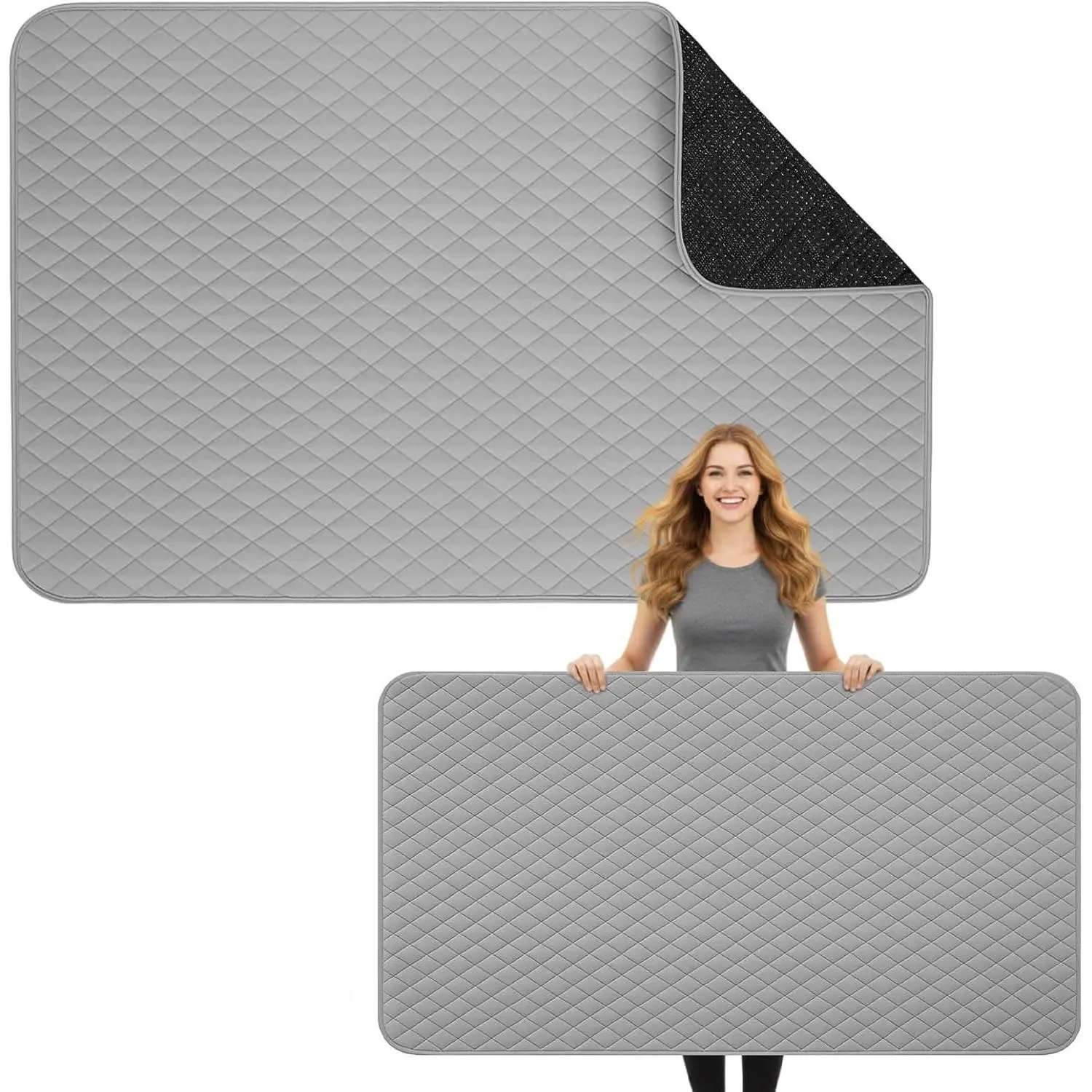 35.4 x 63 Inch Ironing Mat, Heat Resistant Foldable Iron Board Pad | For Tabletop & Countertop, Large Quilted Cotton Surface, Thick Heat Resistant Padding, Foldable Design, Home & Travel Use
