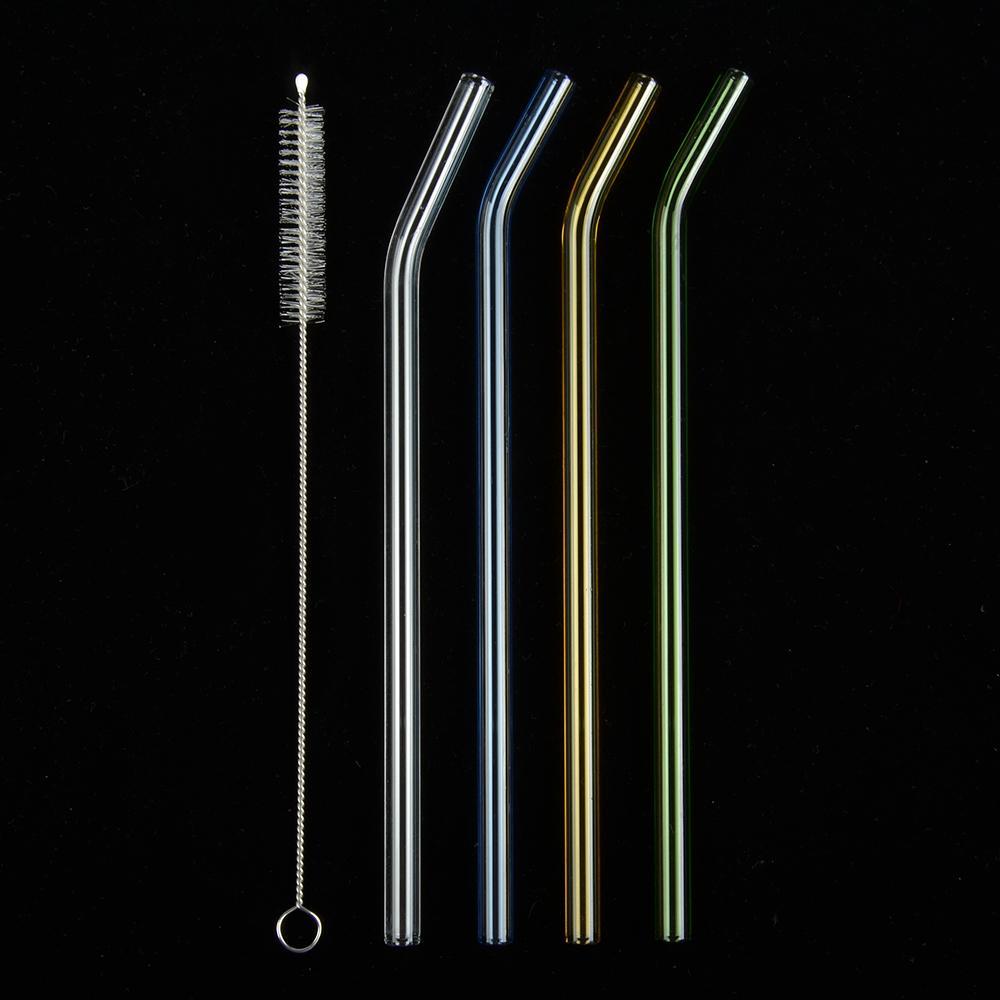 Coloful Reusable Glass Straws Set for Juice / Beverage / Smoothie / Shakemile, Dishwasher Safe and Shatter Resistant .