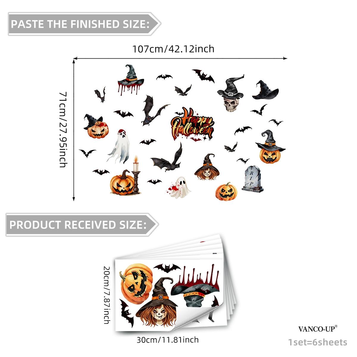 A set of 6 pieces (20*30cm*6pcs) electrostatic adsorption hand-painted Halloween pumpkin, skull and witch decorative stickers for beautifying living rooms, bedrooms and windows DJ6084-ZY