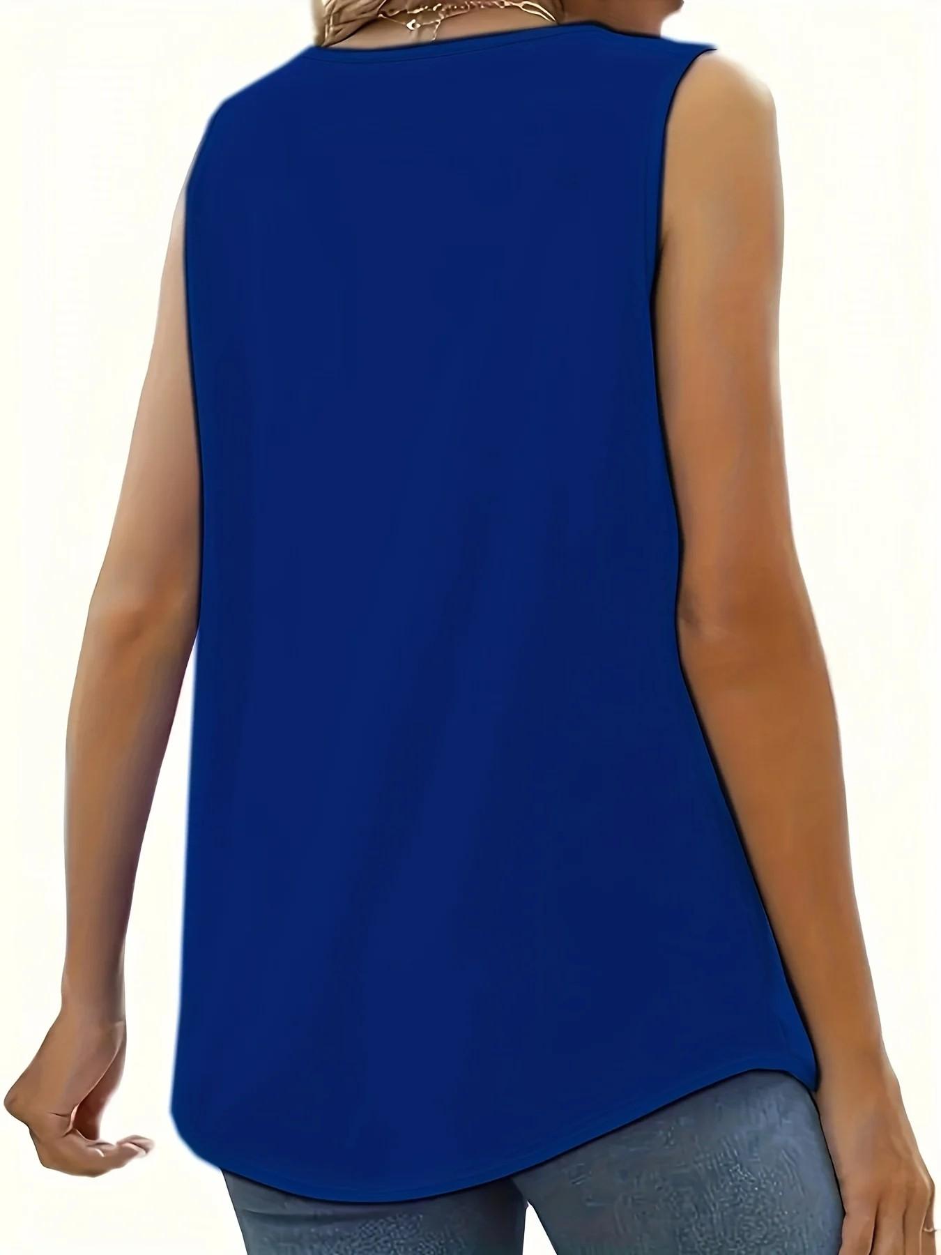 Spring Summer Solid Color Sleeveless Lace Trim Casual Vacation Top, Versatile Fashionable Women's Clothing, Comfortable and Stylish