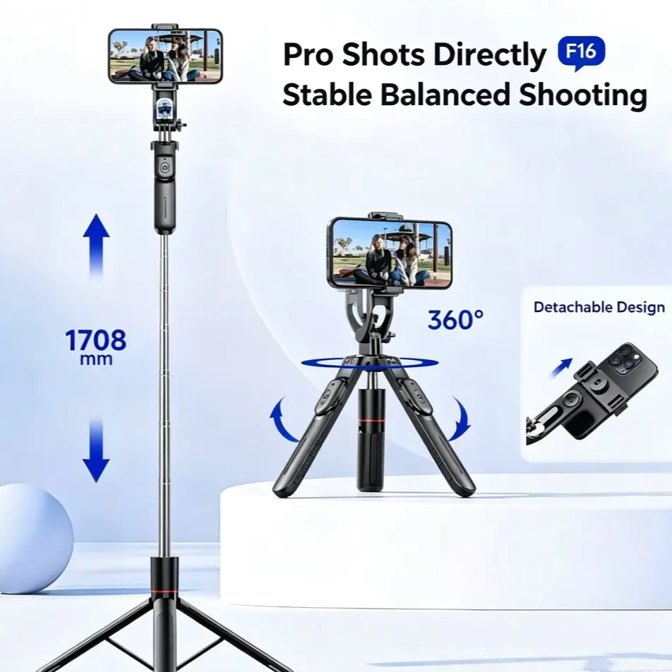 New Portable Handheld Selfie Stick, 360 Degree Rotating Live Streaming Tripod, Anti-Shake Extendable Travel Camera Stand