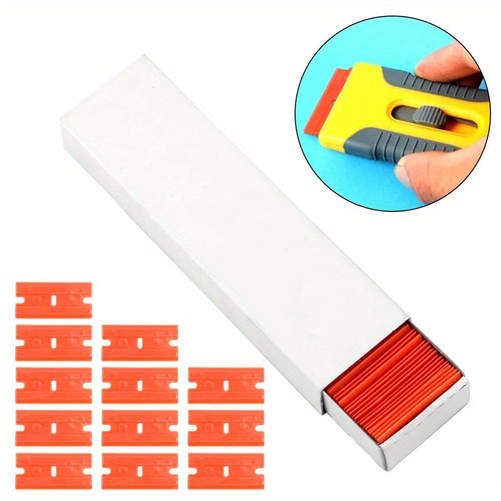 100pcs Multi-Purpose Plastic Razor Blades for Label Removal, Glue Residue Removal, Window Cleaning, and Car Wrap Sticker Removal