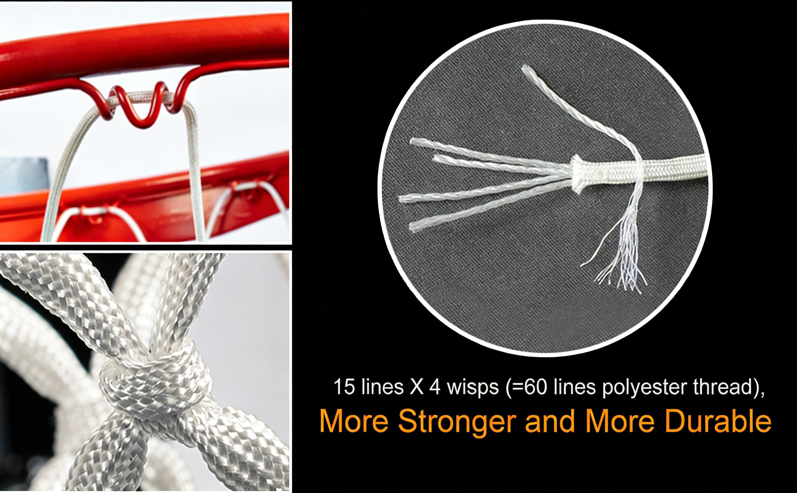 Durable Polyester Basketball Net with 12 Hooks, Robust Design for Secure Attachment, Ideal for Outdoor Sports Equipment