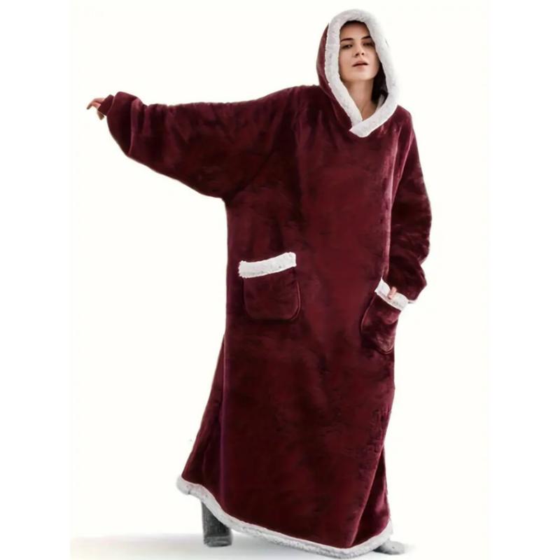 Adult Large Hooded Wearable Blanket, Fleece Blanket Throw, Ultra-Soft Fleece, & Charcoal, Home Casual Clothing, Cozy Loungewear