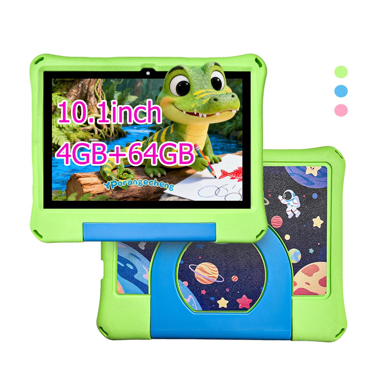 10.1-inch Touchscreen Android tablet, equipped with IWAWA education software, multiple smart applications, for home use, detachable case, portable and drop resistant, Christmas and Halloween gift, accompanying growth, no adapter, blue/pink/green