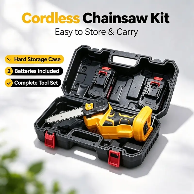 Mini Chainsaw 6inch Cordless with Battery Level Indicator - Handheld Electric Battery-Powered Chainsaw - Small Pruning Shears Chainsaw for Branch Trimming and Wood Cutting