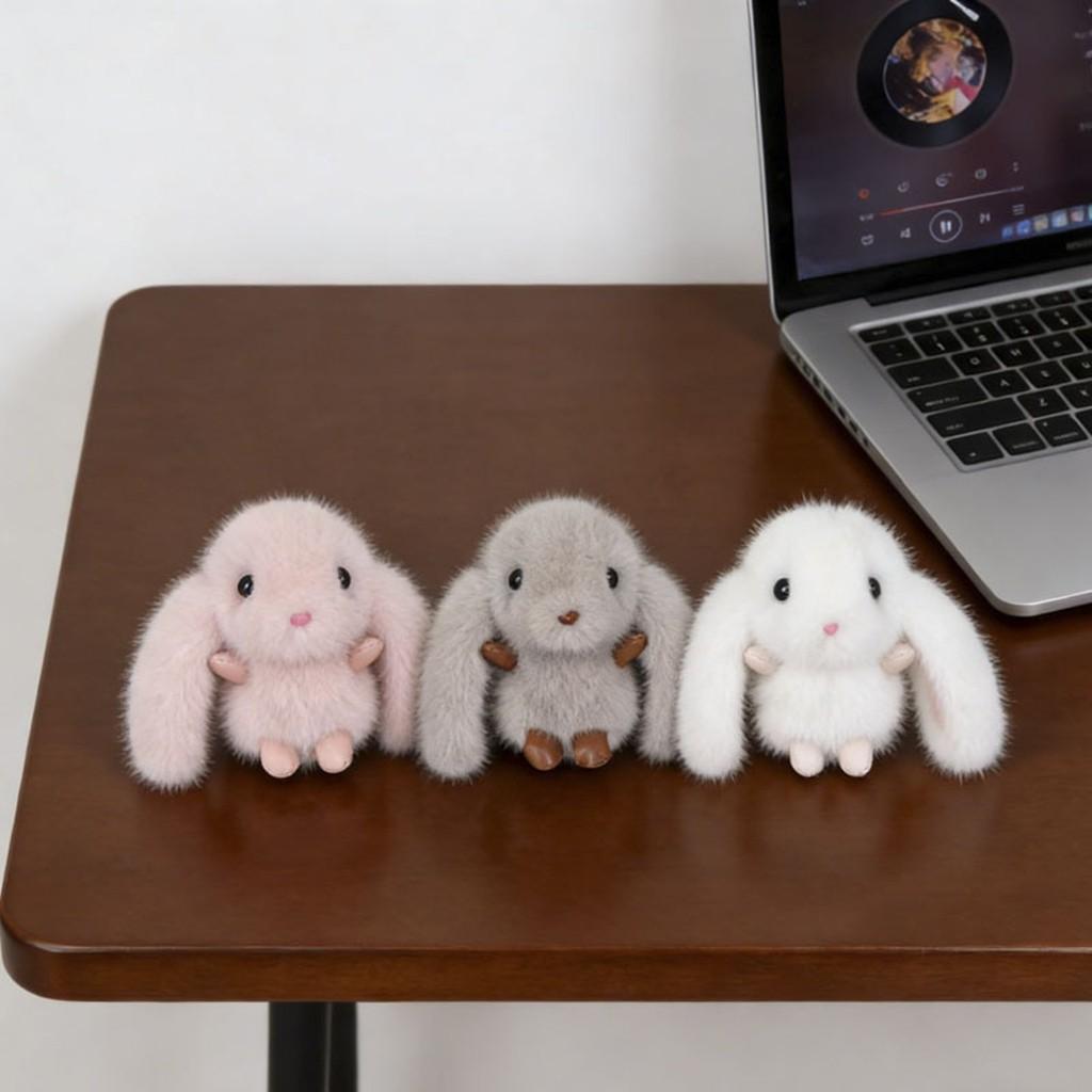 Cute Faux Mink Fur Bunny Keychain, Fluffy Bunny Keychain, Plush Car Key Ring, Bag Decoration, Holiday Gift, Soft and Adorable, Perfect for Gifts