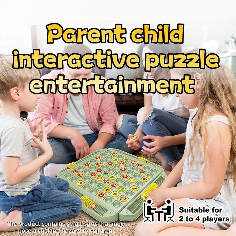 Family Fun Memory Flip Chess Set, Improves Memory Skills, Perfect for Christmas Parties, Suitable for 3-4 Players, Indoor Party Toy