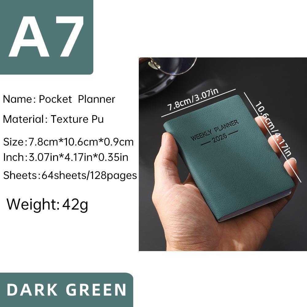 2 Pack A7 Mini Diary Planner 2026, Weekly Planner, Daily Schedule Notebook, English Language, Perfect for Organization & Planning