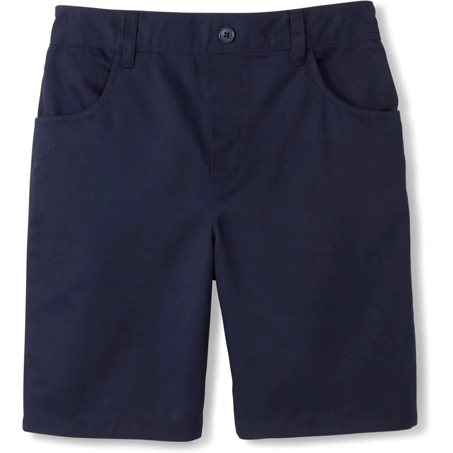 Pull-On Twill School Uniform Shorts for Girls & Tweens with Elastic Waist-Back, Faux Button and Fly – Standard & Plus SizesGift