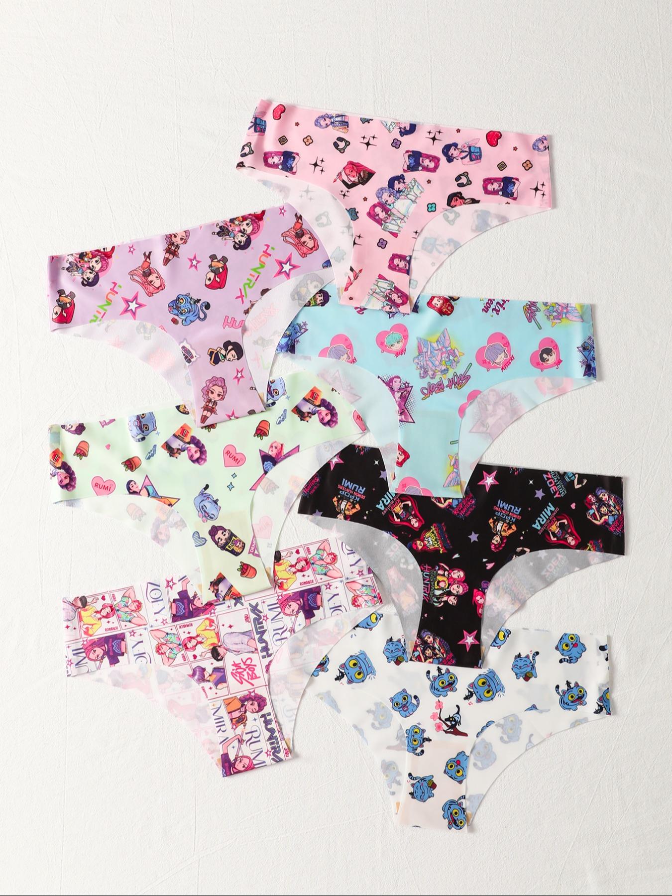 K-Pop Demon Hunter Halloween Cute & Simple Morandi Solid Color Seamless Ice Silk Triangle Underwear, Low-Waist Elastic Thin Women's Panties