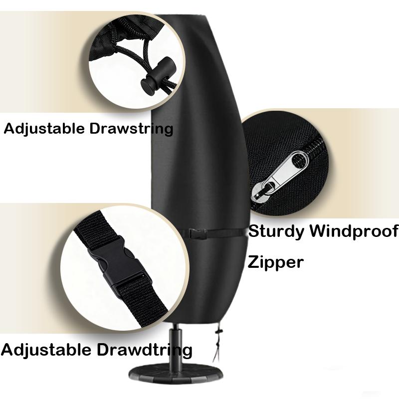 Outdoor Umbrella Cover, 210D Oxford Fabric, Rope Design, Durable, Suitable for Various Sizes, Decorative Storage Solution